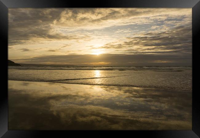 Beautiful sunset clouds at Westward Ho! in Devon   Framed Print by Tony Twyman
