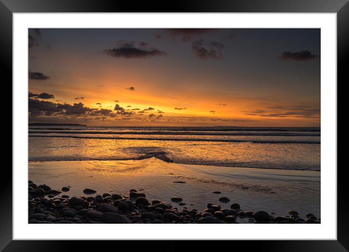 Sunset view as the Tide rolls in at Westward Ho! Framed Mounted Print by Tony Twyman