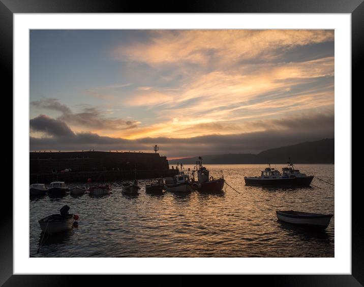 Sunrise over the fishing boats of Clovelly  Framed Mounted Print by Tony Twyman