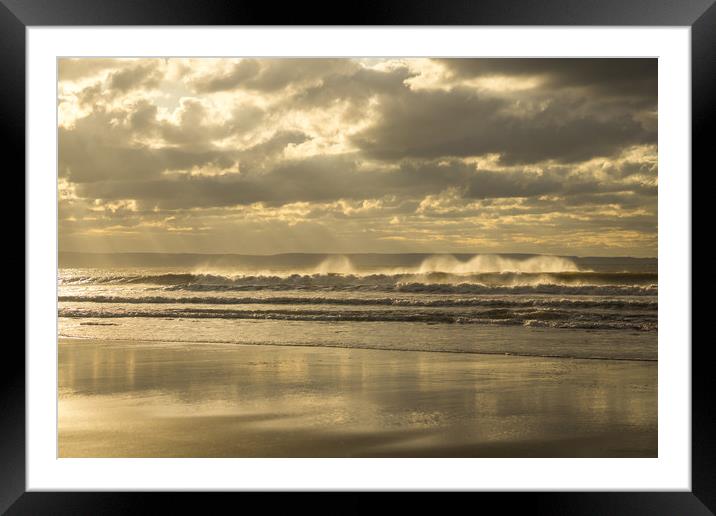waves at Croyde Bay in North Devon Framed Mounted Print by Tony Twyman