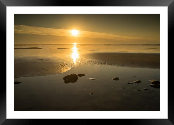 Westward Ho tidal pool sunset Framed Mounted Print by Tony Twyman