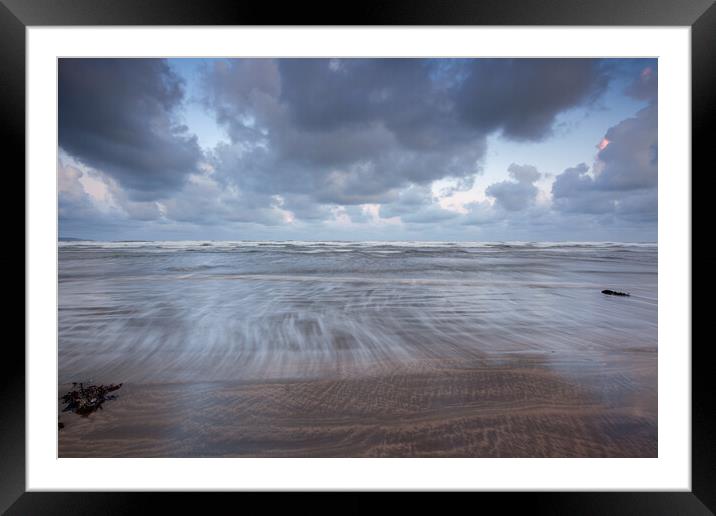 Windy sunrise at Westward Ho beach Framed Mounted Print by Tony Twyman