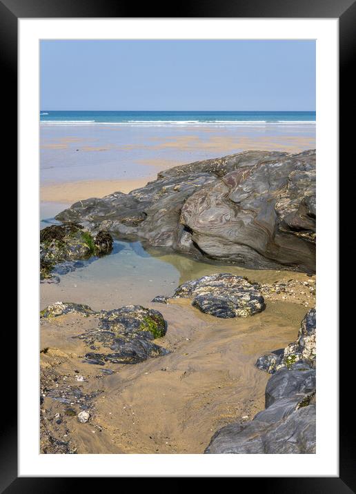 Rock pool on Towan beach  Framed Mounted Print by Tony Twyman