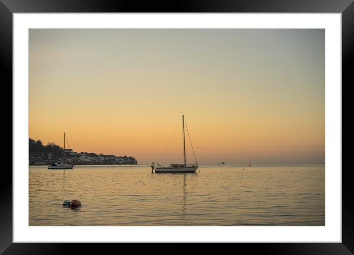 Yachts moored on the River Torridge at Sunset Framed Mounted Print by Tony Twyman