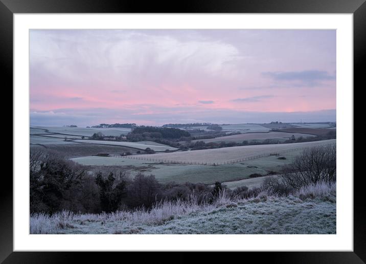 Frosty hills of Bideford , Devon Framed Mounted Print by Tony Twyman
