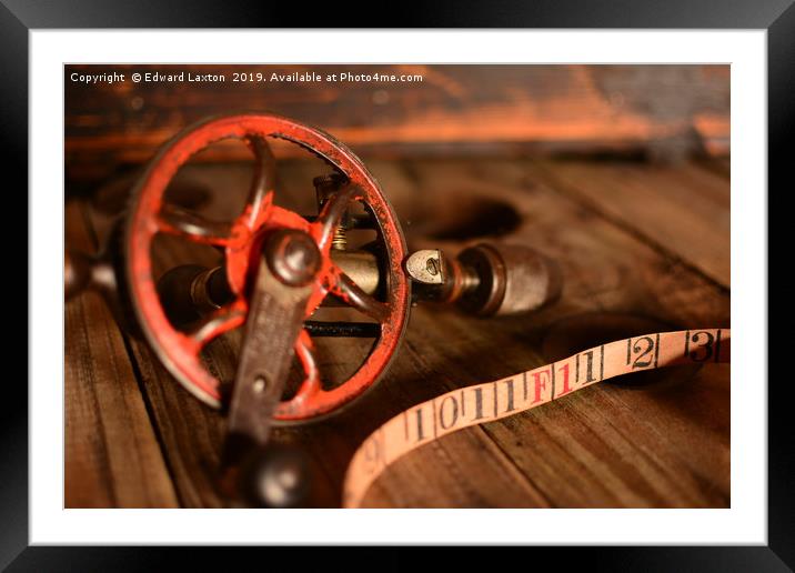 Hand Drill & Measuring Tape                        Framed Mounted Print by Edward Laxton
