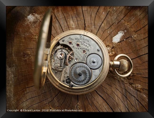 Pocket Watch Mechanism Framed Print by Edward Laxton