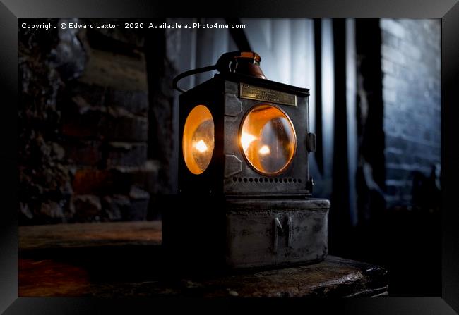 Oil Lamp in an old Barn Framed Print by Edward Laxton