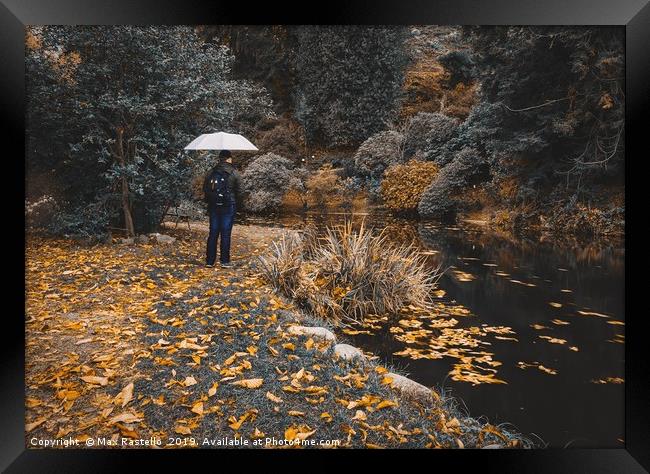 Rain man in the autumn Framed Print by Max Rastello