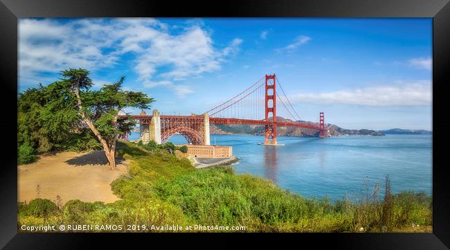 The Golden Gate Bridge. Framed Print by RUBEN RAMOS