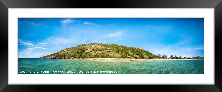 Panoramic view of the Lizard Island and beach in Q Framed Mounted Print by RUBEN RAMOS