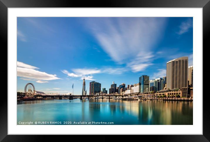 Cityscape at Pier 26 and Darling Harbour in Sydney Framed Mounted Print by RUBEN RAMOS