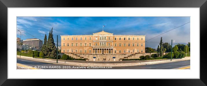 The Greek Parliament buiding, Athens. Framed Mounted Print by RUBEN RAMOS
