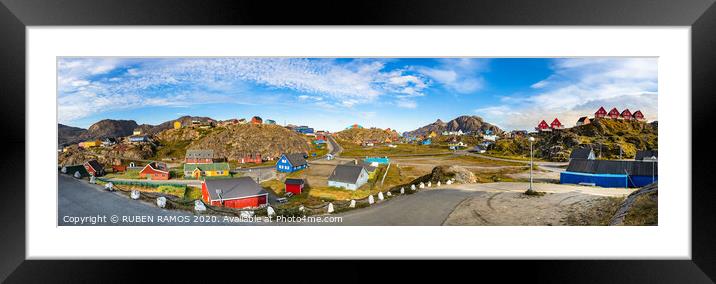 Colorful buildings and houses in Sisimiut. Framed Mounted Print by RUBEN RAMOS