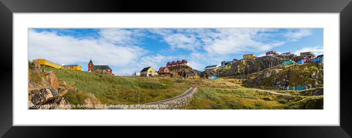 Colorful buildings and houses in Sisimiut. Framed Mounted Print by RUBEN RAMOS