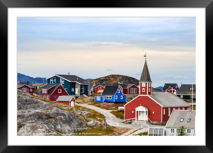 The Cathedral of Our Saviour in Nuuk. Framed Mounted Print by RUBEN RAMOS