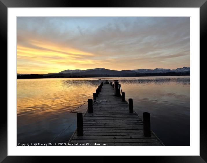   Jetty on Lake Windermere  at Sunset              Framed Mounted Print by Tracey Wood