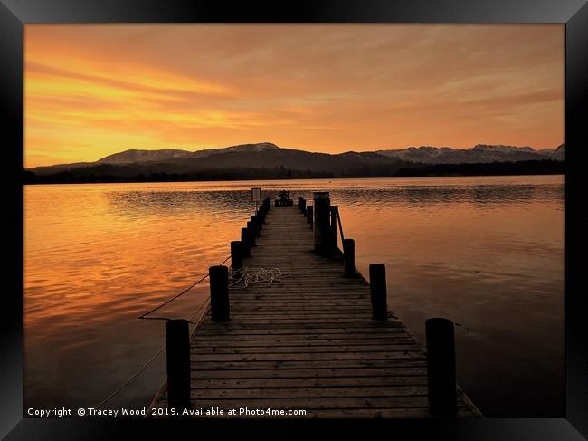            Sunset on the Jetty , Ambleside.        Framed Print by Tracey Wood