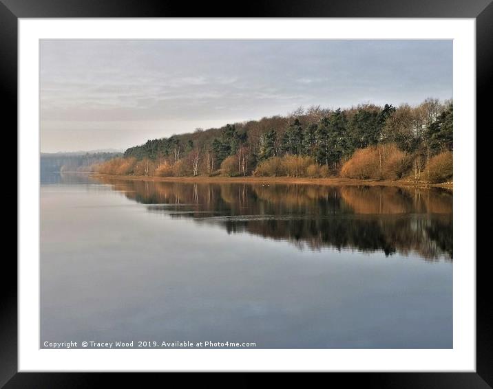 Eccup reservoir ,reflections Framed Mounted Print by Tracey Wood
