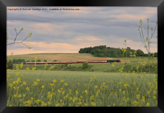 Royal Scot steam train with wild flower frame Framed Print by Duncan Savidge
