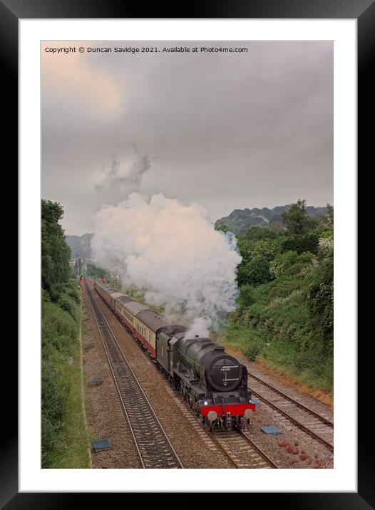 Royal Scot steam train leaves Bath Spa on a cold summers evening Framed Mounted Print by Duncan Savidge