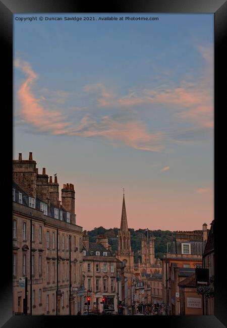 Bath skyline pink dusk Framed Print by Duncan Savidge