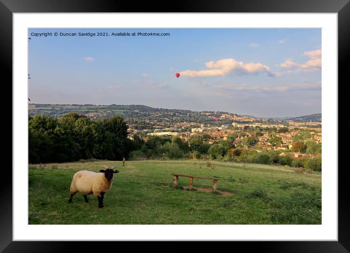 Hot air balloon passing Bath City Farm Framed Mounted Print by Duncan Savidge