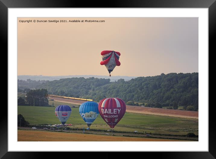 Hot air Balloon launch from the Maize field near Bath Framed Mounted Print by Duncan Savidge