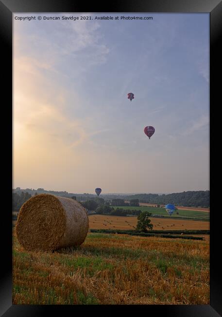 Hay Bale hot air balloon  Framed Print by Duncan Savidge