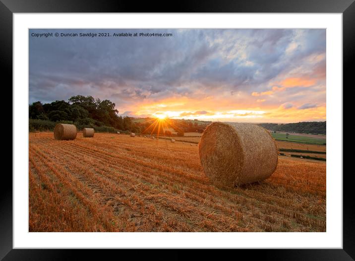 Harvest time sunset Framed Mounted Print by Duncan Savidge