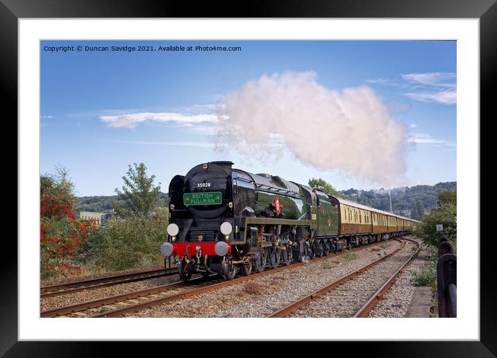 Clan line steam train with exhaust leaving Bath Spa Framed Mounted Print by Duncan Savidge