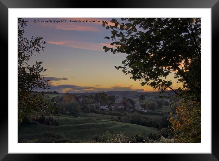 Englishcombe Sunset Framed Mounted Print by Duncan Savidge