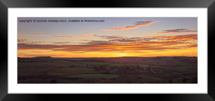 Mendip sunset over Englishcombe Framed Mounted Print by Duncan Savidge