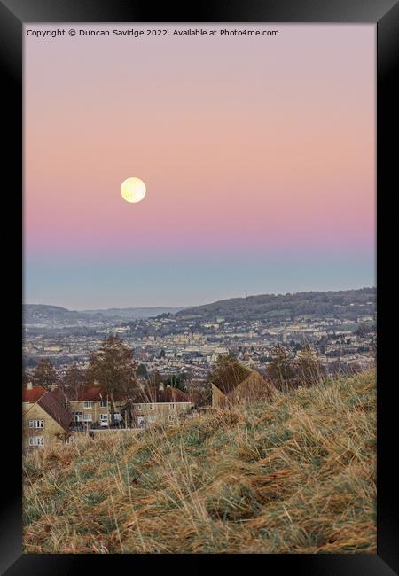 Wolf Moon over Bath at dusk Framed Print by Duncan Savidge