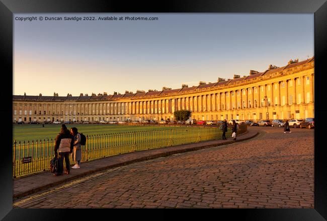 Royal Crescent Bath bathed in honey coloured golde Framed Print by Duncan Savidge