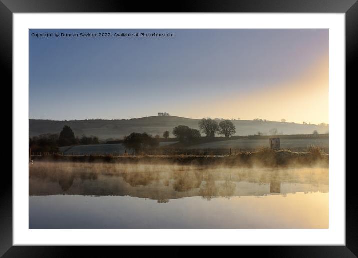 River Avon at Saltford frosty sun rise reflecting Kelston Roundhill Framed Mounted Print by Duncan Savidge