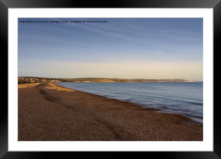 Weymouth beach and Osmington Cliffs Framed Mounted Print by Duncan Savidge