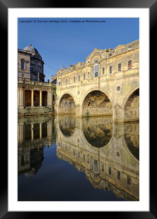 Pulteney Bridge Bath clear blue skies Framed Mounted Print by Duncan Savidge