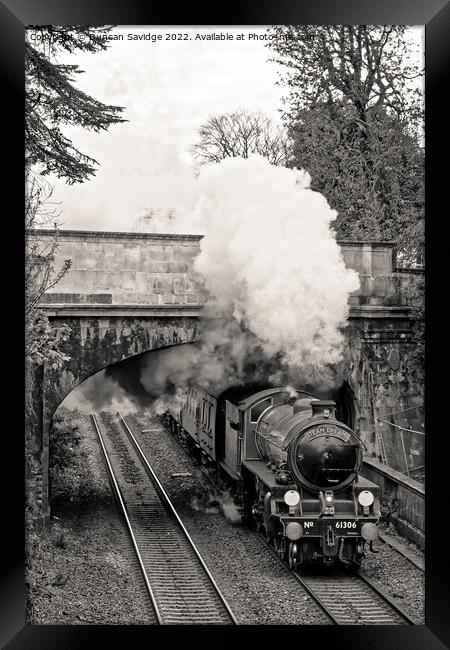 61306 'Mayflower' blasts into Sydney Gardens on Steam Dreams Excursion to Bath from London Victoria on 5th April 2022 (expresso black and white mono version) Framed Print by Duncan Savidge