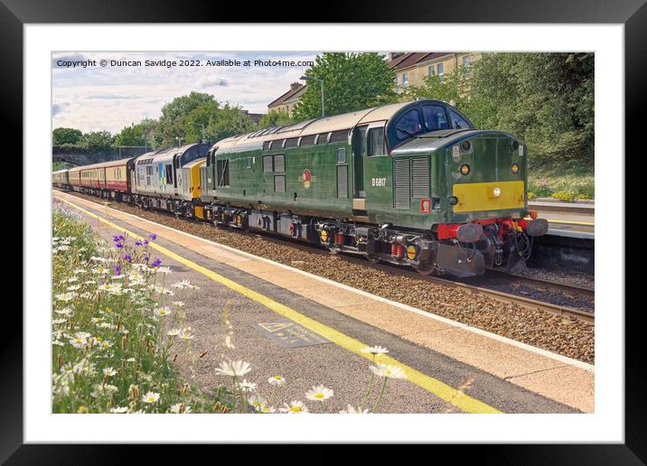 Rare class 37 diesel trains through Oldfield Park Bath Framed Mounted Print by Duncan Savidge