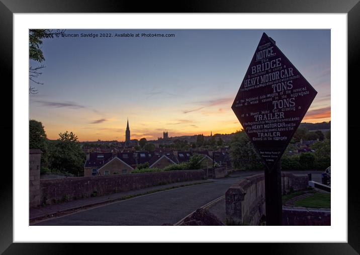 Sunset and signs over Bath lower skyline Framed Mounted Print by Duncan Savidge