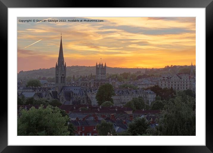 A view of a the city of Bath at sunset Framed Mounted Print by Duncan Savidge