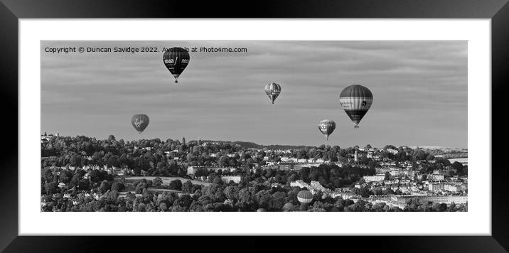 Hot air balloons panoramic hot air balloons over Bath Framed Mounted Print by Duncan Savidge