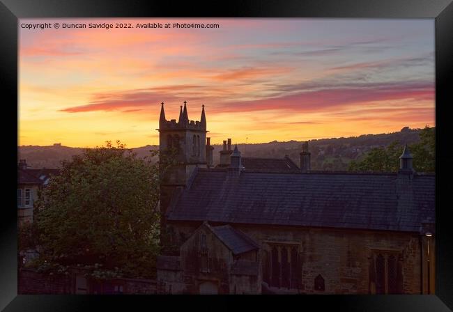 Beautiful sunset 🌇 over St Mary Magdalene’s Chapel in Bath Framed Print by Duncan Savidge