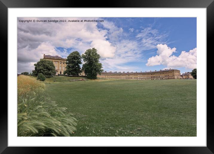 Storm clouds rolling in on a summers day at the Royal Crescent Bath Framed Mounted Print by Duncan Savidge