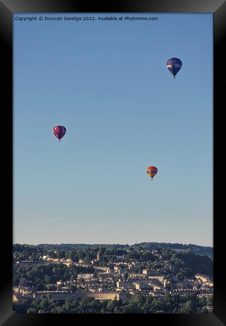 Trio of Hot Air Balloons over Bath Framed Print by Duncan Savidge