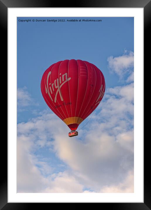 Virgin Balloon flights Framed Mounted Print by Duncan Savidge
