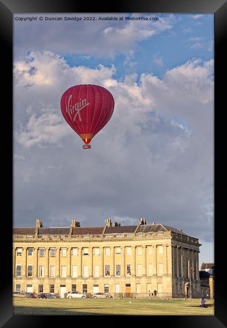 Hot Air Balloon portrait over the Royal Crescent Bath Framed Print by Duncan Savidge