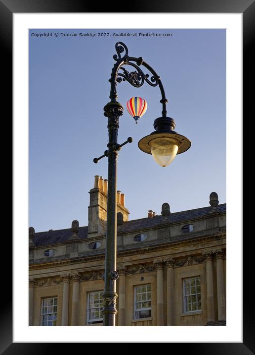 Striped hot air balloon framed over Bath at the Circus  Framed Mounted Print by Duncan Savidge