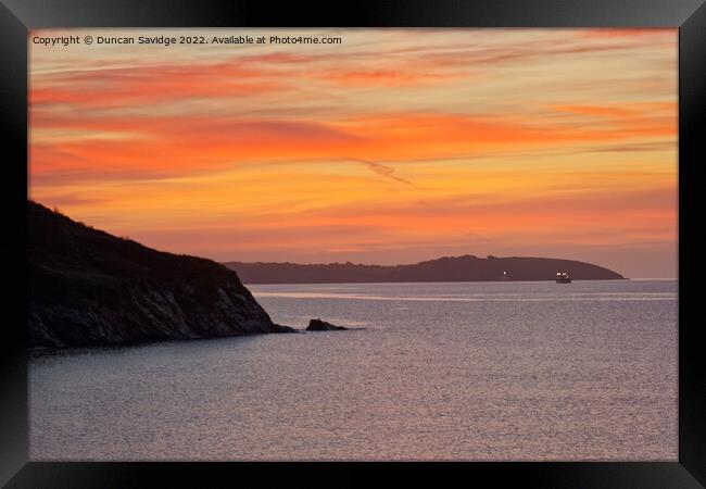 Sunrise over Falmouth / St Anthony's Head Framed Print by Duncan Savidge